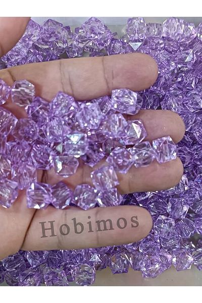 Hobimos 500Pcs 12 mm Lilac Acrylic Cube Bag Jewelry Beads
