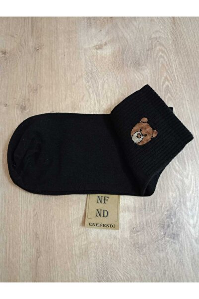 ENEFENDİ Памучни чорапи с аромат на мече Меки безшевни черни чорапи с мечешки мотив