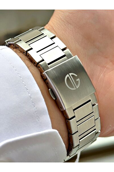 DAVID GUNER Men's Wrist Watch with Automatic Mechanism Silver-Black Color Steel Band 8501A2