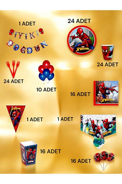 VibeHome 24 Person Spiderman Themed Ultra Luxury Set - Birthday Party and Fun Events