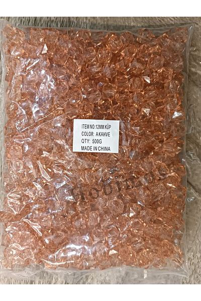Hobimos 500Pcs 12 mm Light Coffee Acrylic Cube Bag Jewelry Bead