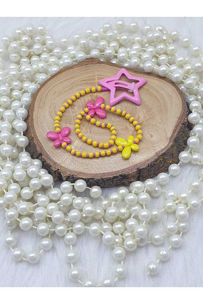 HAPPY HANDMADE 25cm Star Buckle - Hair Bead and Earring Set, Gift Accessory with Pear Figure
