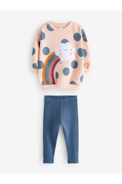 Magu Szivárványmintás pamut pulóver leggings alsó-felső szett lányoknak