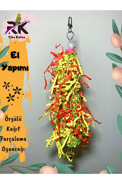 Ciko Kafes Colorful Yellow Red Paper Shred Bird Toy