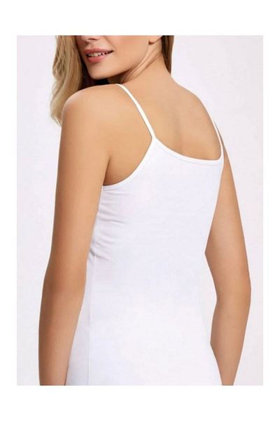 Berrak 2036 4-Piece Matte Piping 100% Cotton Ribbed Rope Strap Women's Undershirt