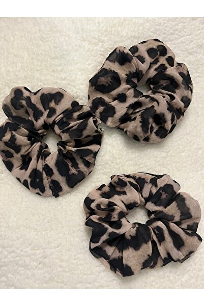 MSS ATALIER KADIN LEOPAR DESENLİ SİMİT HALKA ŞİFON KUMAŞ SAÇ TOKASI ,