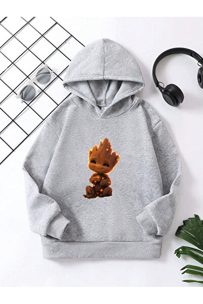 YUNAYT Детски суичър с щампи с качулка