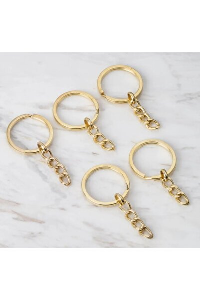 BEİLYS COSMETİCS & ACCESSORY Anahtarlık Halkası Zincirli 50 adet Gold Rengi