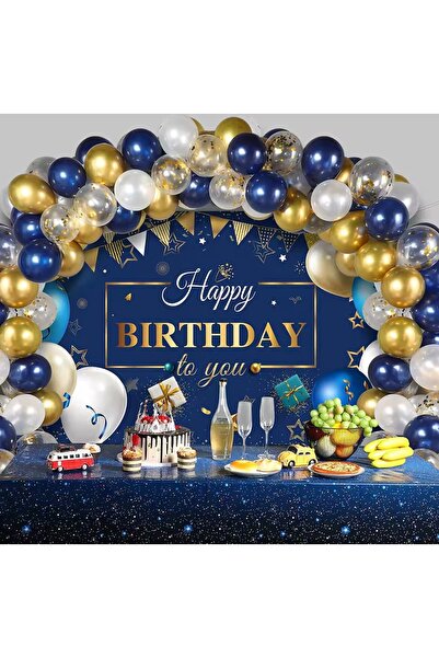 Öztürkpartievi سلسلة بالونات باللون الأزرق الداكن 50 قطعة