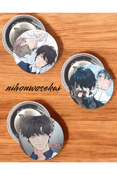 nihonwosekai Lost in the Cloud Yaoi BL Anime Buton Rozet 37mm 3 ADET