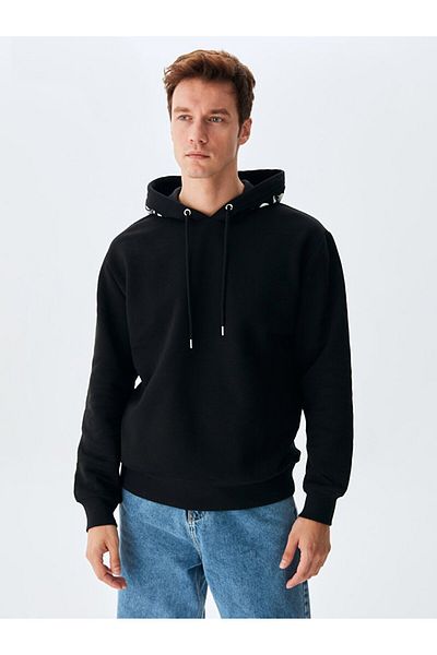 Ltb Black Hooded Slogan Sweatshirt