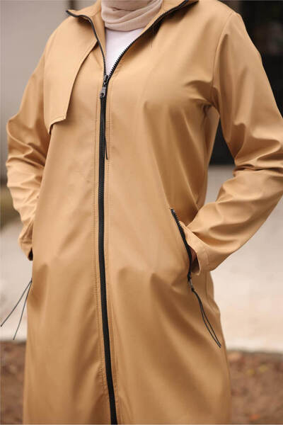 Bwest Long Trench Coat with Zipper and Two Side Pockets - (38-46) - 71231 - Neskafe