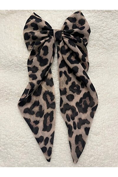 MSS ATALIER مشبك شعر نسائي من قماش الشيفون الفهد طويل القوس، صناعة يدوية، مشب...