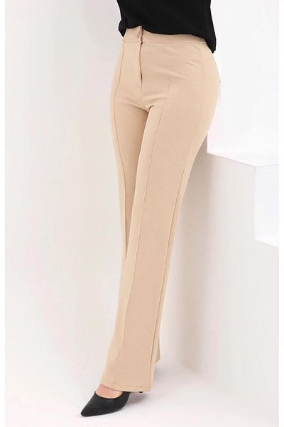 SOSYETE AVM Women's Cream High Waist Recovery Spanish Leg Palazzo Trousers