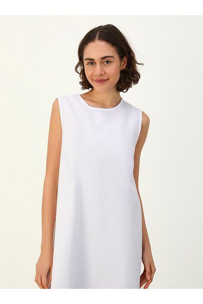 Benin White Poplin Sleeveless Lingerie Dress