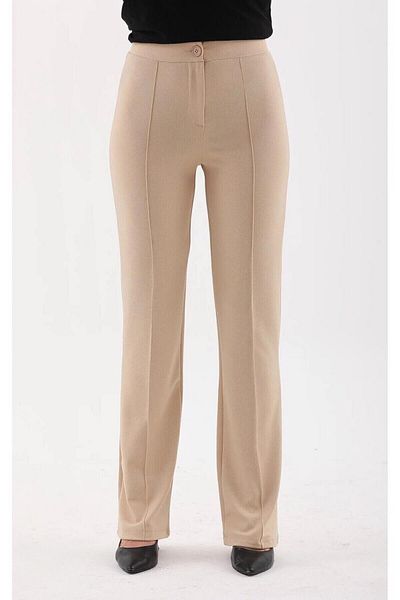 SOSYETE AVM Women's Cream High Waist Recovery Spanish Leg Palazzo Trousers
