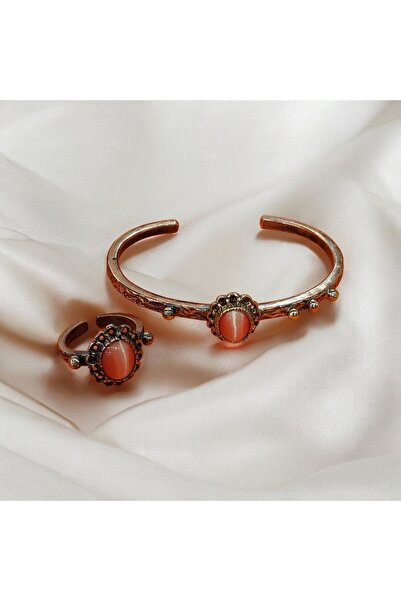 Bakır Center El Yapımı Bakır Bilezik Akik Doğal Taşlı Bakır Bileklik Bakır Yü...