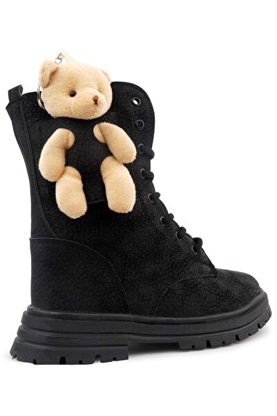 Kocamanlar Ayakkabı Kids Club Shoes Perla Hayvan Figürlü Ortopedik Kaymaz Taban Unisex Çocuk Bot Siyah