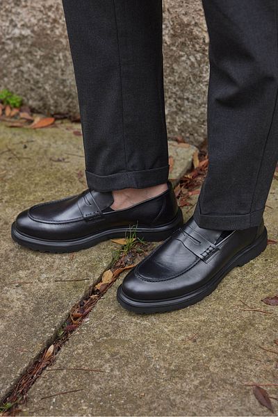 Vantaggio Pantofi casual pentru bărbați, clasici, 100% din piele naturală, Romeo Black