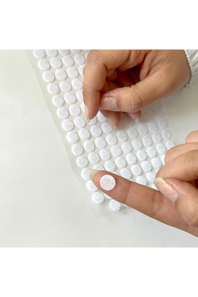 Dünya Magnet 100 Adet - Yuvarlak Cırt Bant, Çap: 1 Cm, Beyaz, Yapışkanlı, Para Para, Dişi-erkek Takım