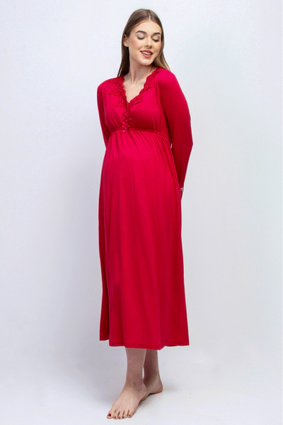 ByLohusa Vişne Hamile Lohusa Gecelik Effortt