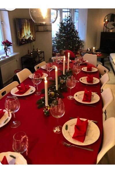 Hobizer Textile Velvet Textured Red Tablecloth