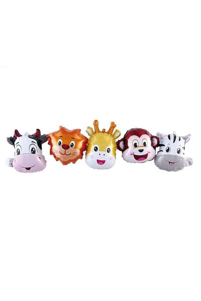 Baloncum Safari Heads Concept Foil Balloon - Balloon Chain Set - Chain Balloon Set