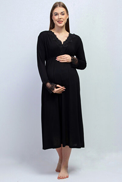 ByLohusa Siyah Hamile Lohusa Gecelik Effortt