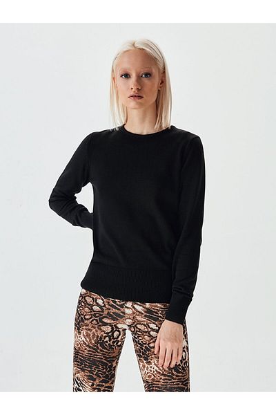Ltb Pulover negru cu gât crew