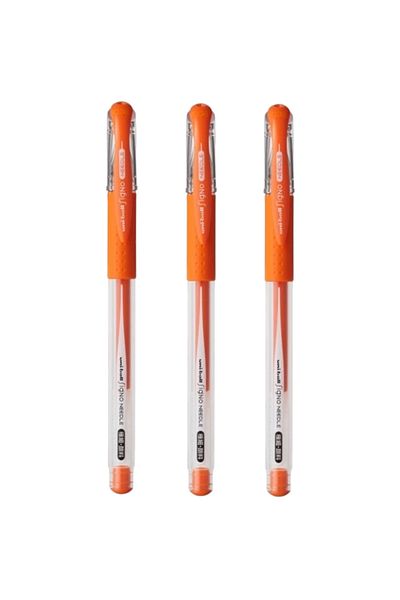 UNİ-BALL Uniball Signo - قلم جل برتقالي بطرف إبرة 0.38 مم (3 قطع)