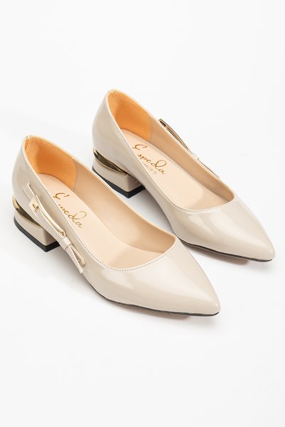 Berfu shoes Tocuri joase de 3 cm de damă, bej, confortabile și pline