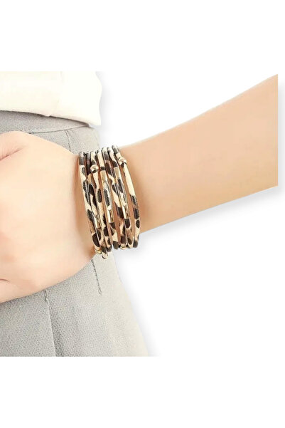 NEGO ACCESORİES LEOPAR DESENLİ ÇOKLU SARMA MANYETİK TOKALI BOHEM BİLEKLİK