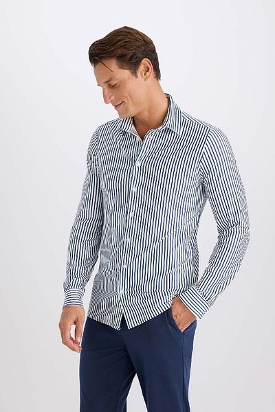 DeFacto Риза с дълъг ръкав с къс ръкав и поло яка Slim Fit D4563AX24AU