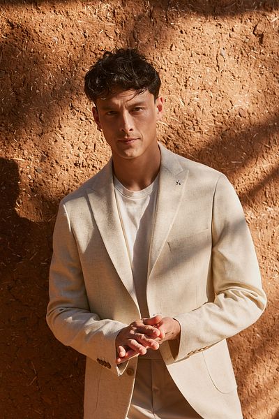 ALTINYILDIZ CLASSICS Ανδρικό μπουφάν μπεζ Slim Fit Slim Fit γιακά με χελιδονοουρά Casual Blazer