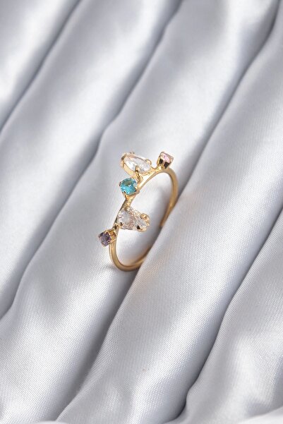 Clariss Gold Color Colorful Zircon Stone Women's Ring