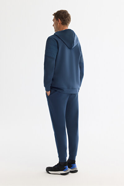 Avva Erkek İndigo Kapüşonlu Pamuklu Fermuarlı Elastan Regular Fit Sweatshirt A42Y1264