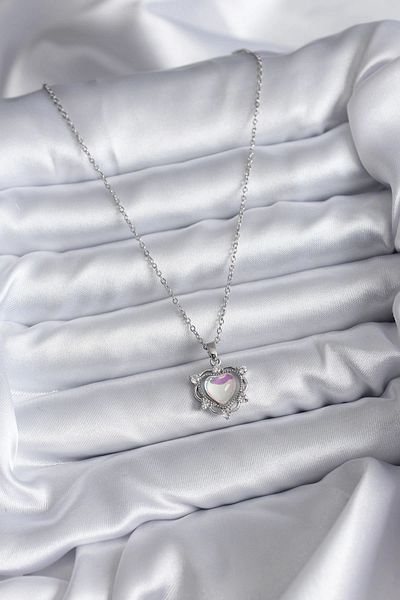 Store 316l الصلب سلسلة فضية اللون القلب نموذج قلادة المرأة