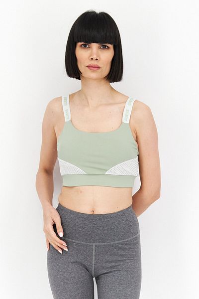 Guess Women Sportswear Fit Brand Logo Sports Bra, Green