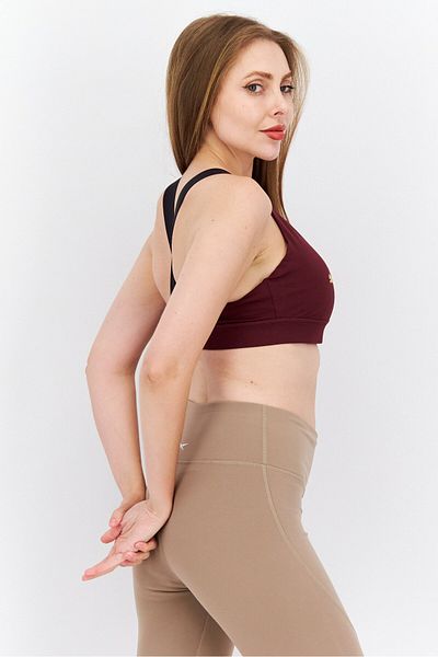 Puma Women Brand Logo Padded Sports Bra, Maroon