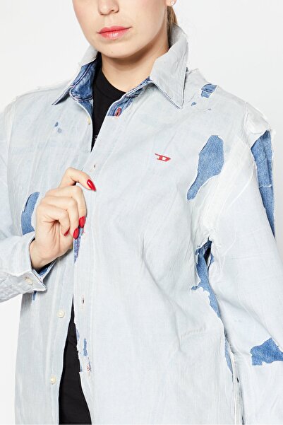 Diesel Women Plain Denim Jacket, Blue