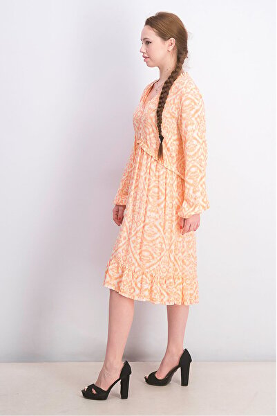 Tchibo Women Printed Midi Dress, Orange