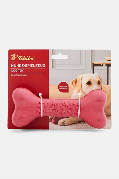Tchibo Natural Rubber Bone Dog Toy, Red