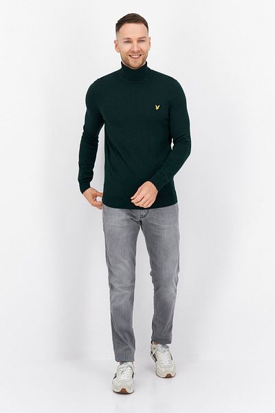 Lyle & Scott Men Turtle Neck Embroidered Logo Sweater, Dark Green