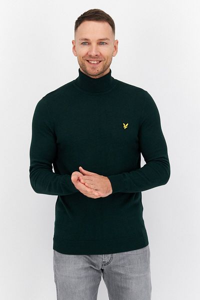 Lyle & Scott Men Turtle Neck Embroidered Logo Sweater, Dark Green