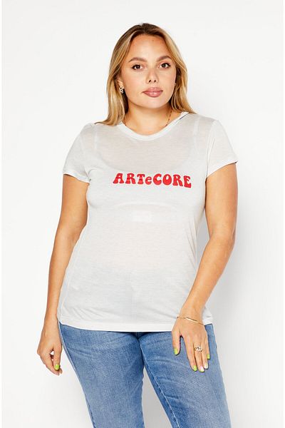 Diesel Women Round Neck Short Sleeve Graphic Top, Light Grey