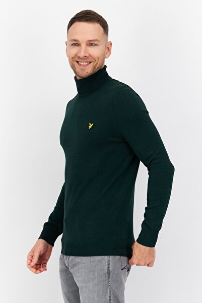 Lyle & Scott Men Turtle Neck Embroidered Logo Sweater, Dark Green