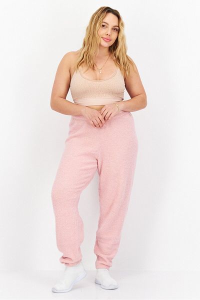 Guess Women Regular Fit Brand Logo Pull-on Sweatpants, Pink