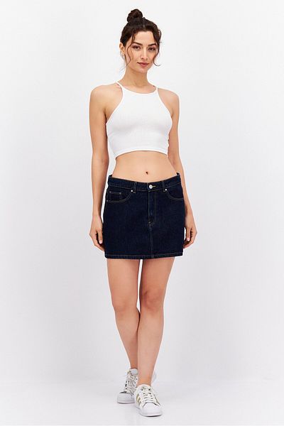 Sinsay Women Plain Denim Mini Skirt, Navy