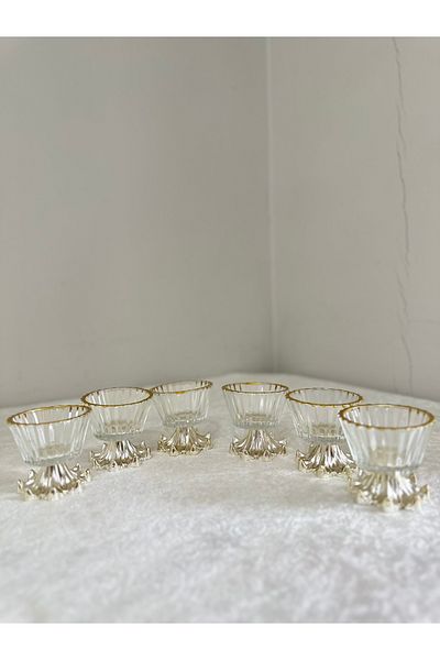 USD HOME Set of 6 Silver Legs Mini Coffee Side Delight Cups