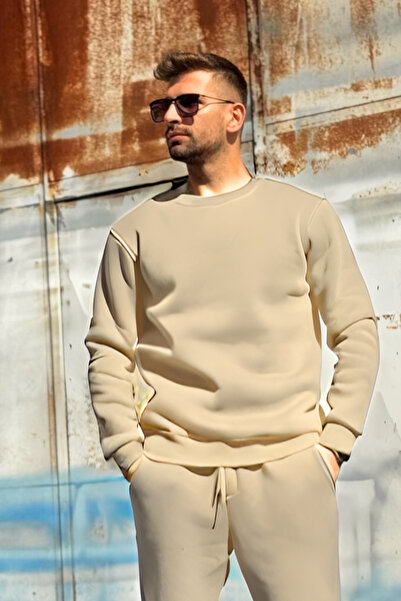 YAKAMEL Pulover pentru bărbați, supradimensionat, cu mânecă lungă, din bumbac...